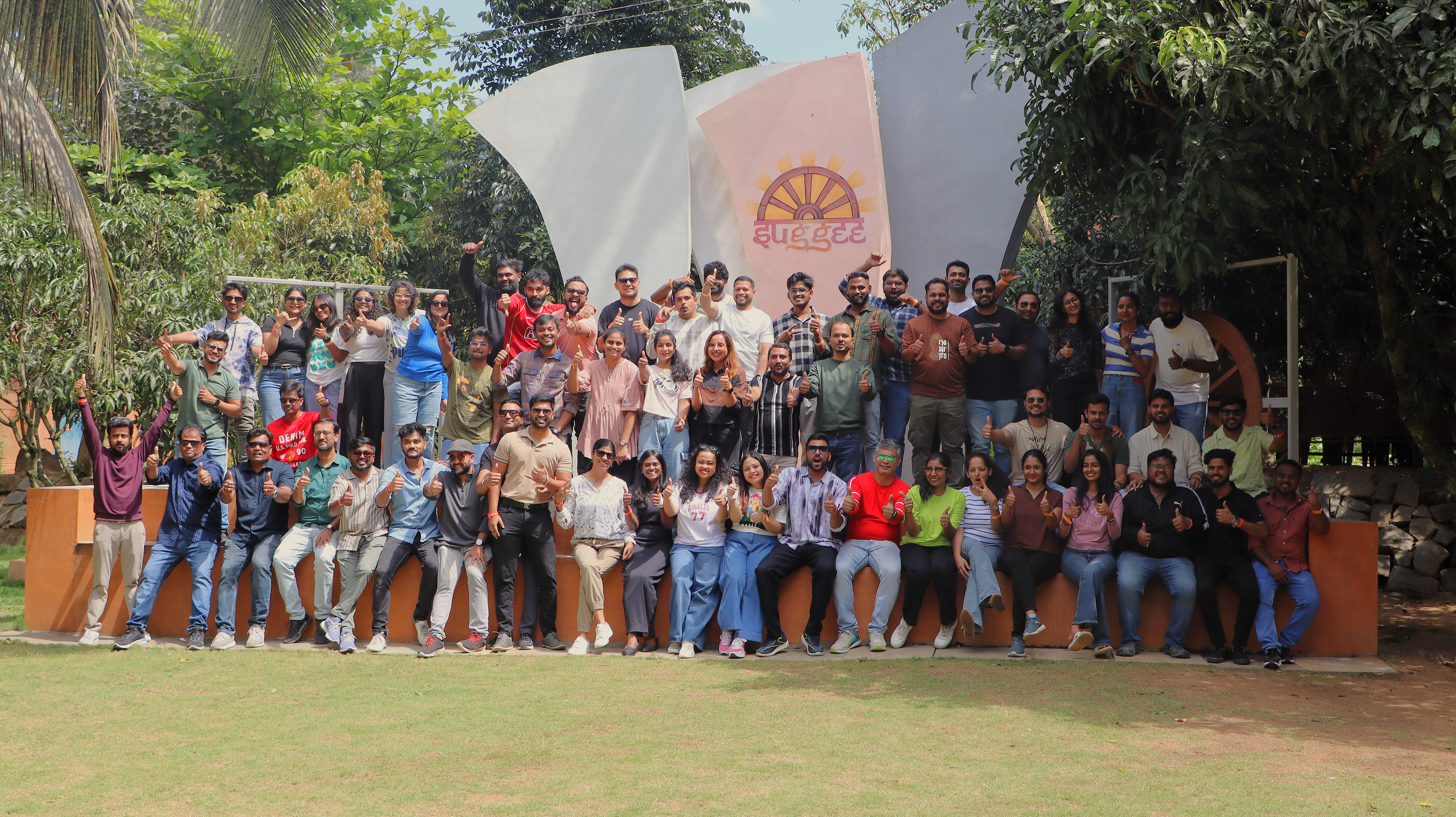 Corporate outing group photo at Suggee Resort Bangalore